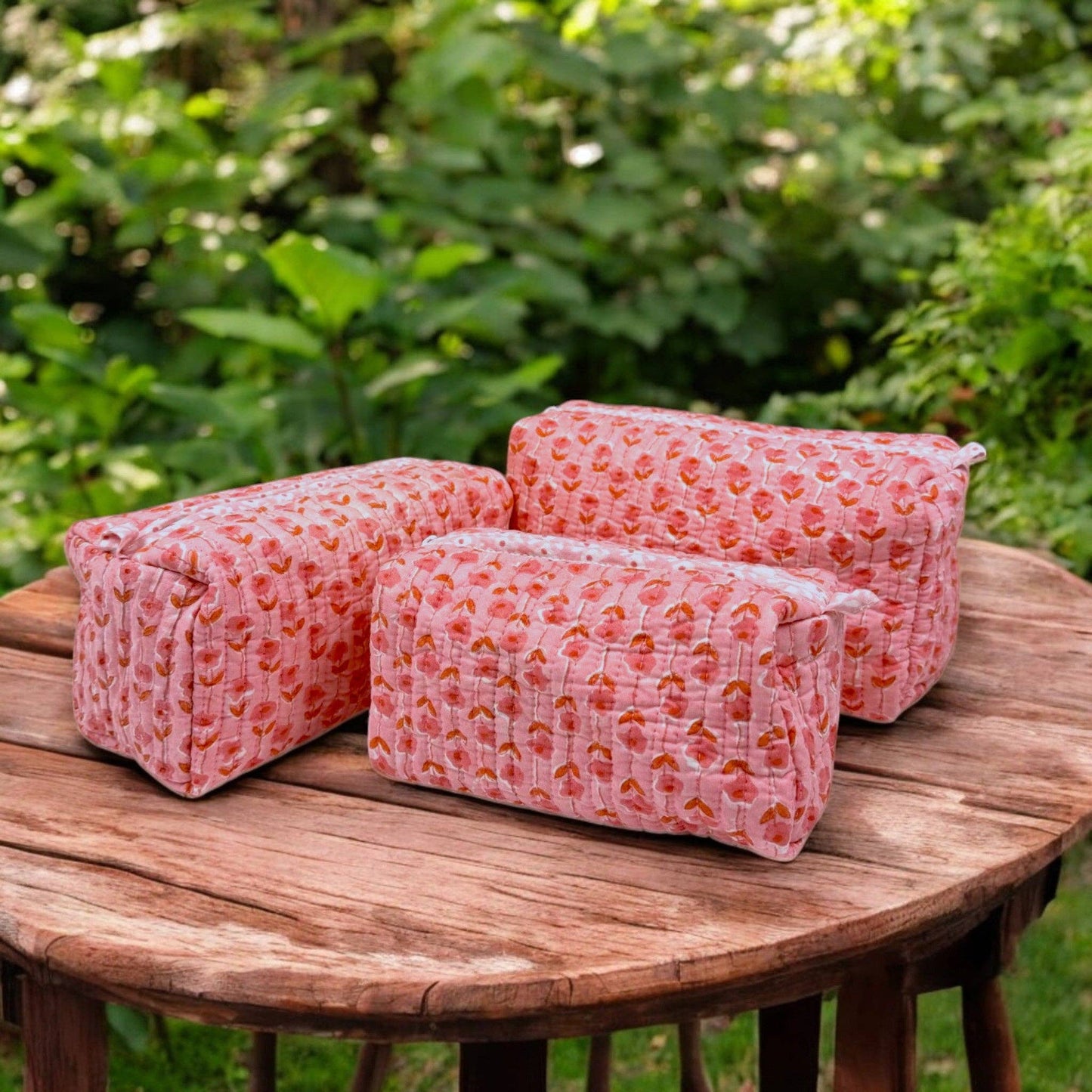 Hand-Made Pink Coloured Makeup Bag