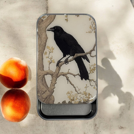 Large Black Crow Notions Tin