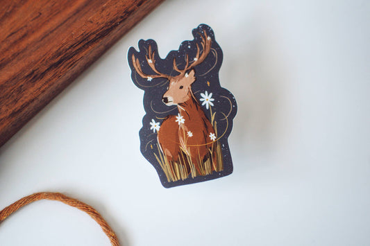 Magical Meadow Deer Sticker | Stag Waterproof Vinyl Sticker