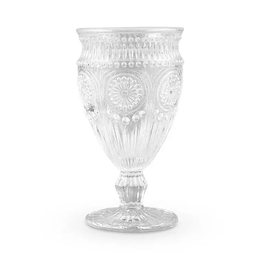 Clear Vintage Style Pressed Glass Wine Goblet