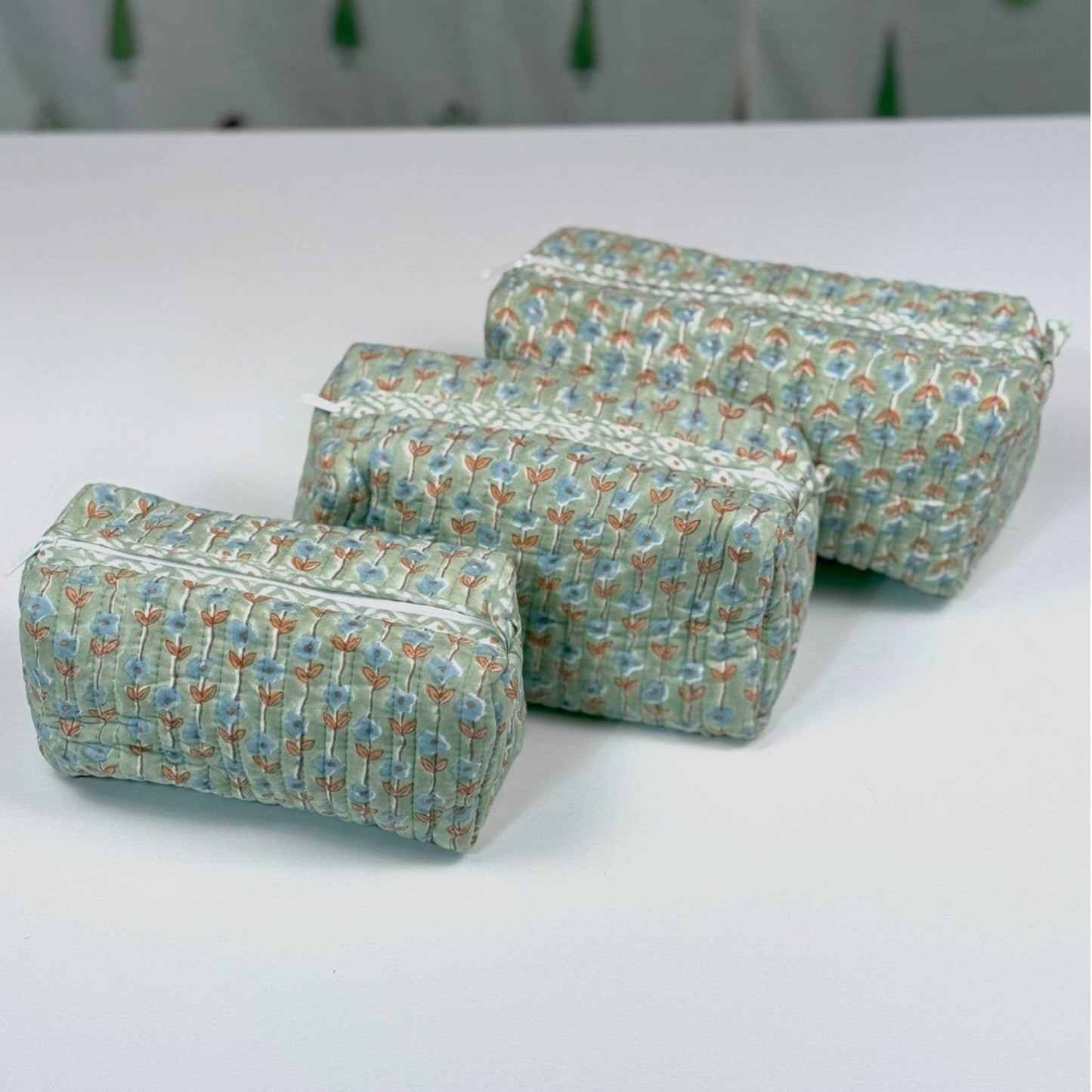Hand-Made Mint Coloured Makeup Bag