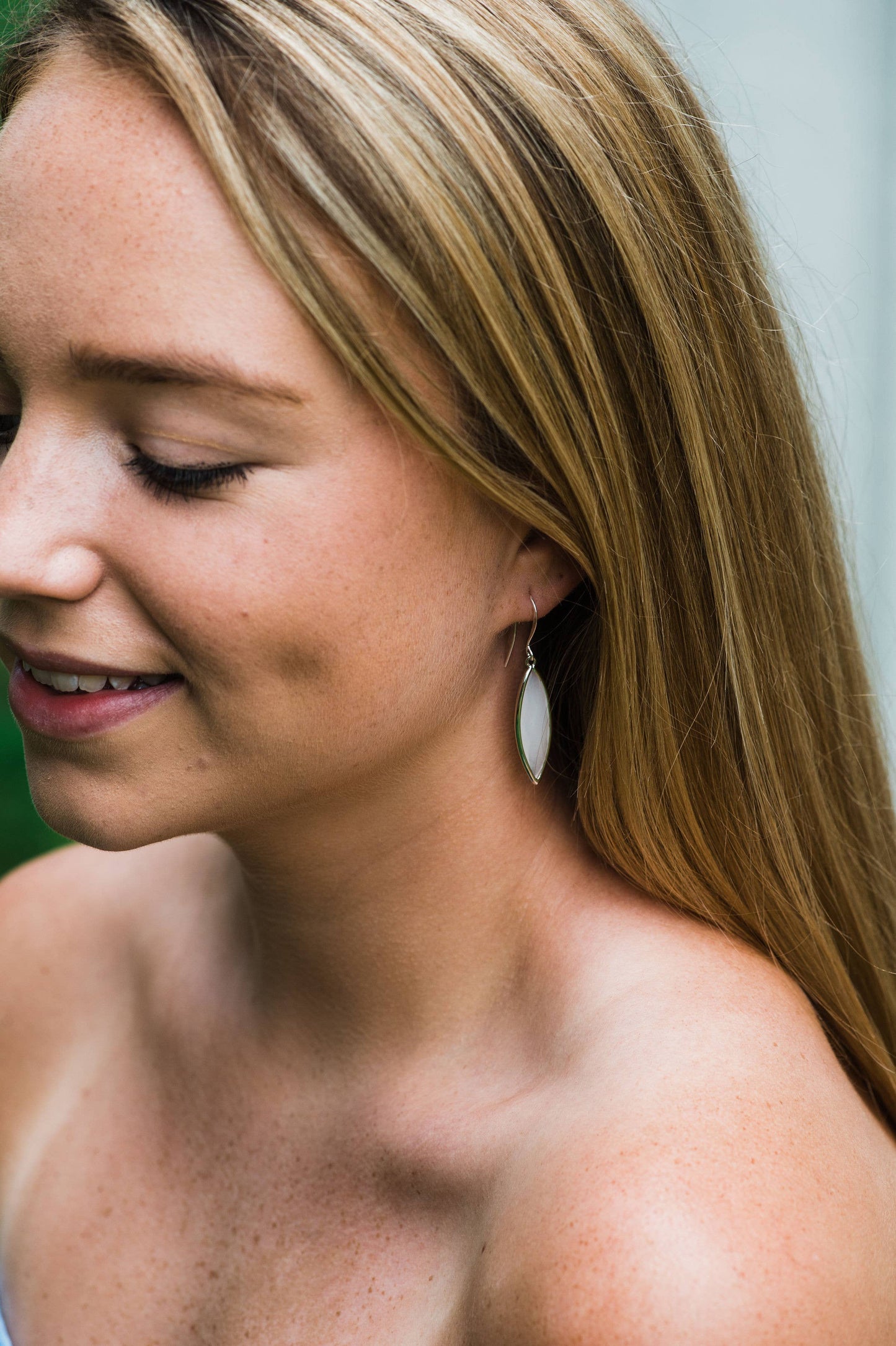 Glass Marquis Drop Earrings | Milk White - 158