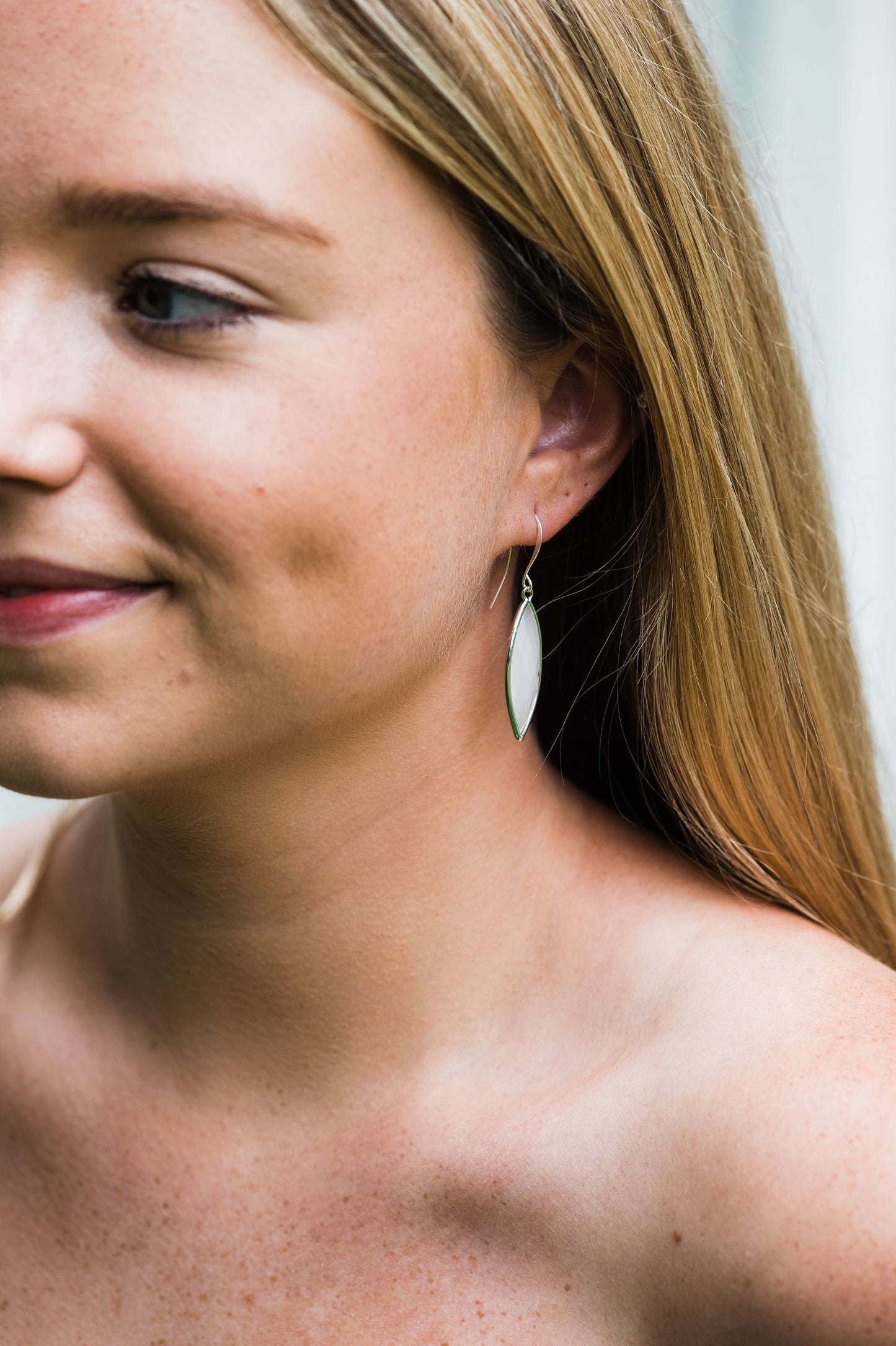 Glass Marquis Drop Earrings | Milk White - 158