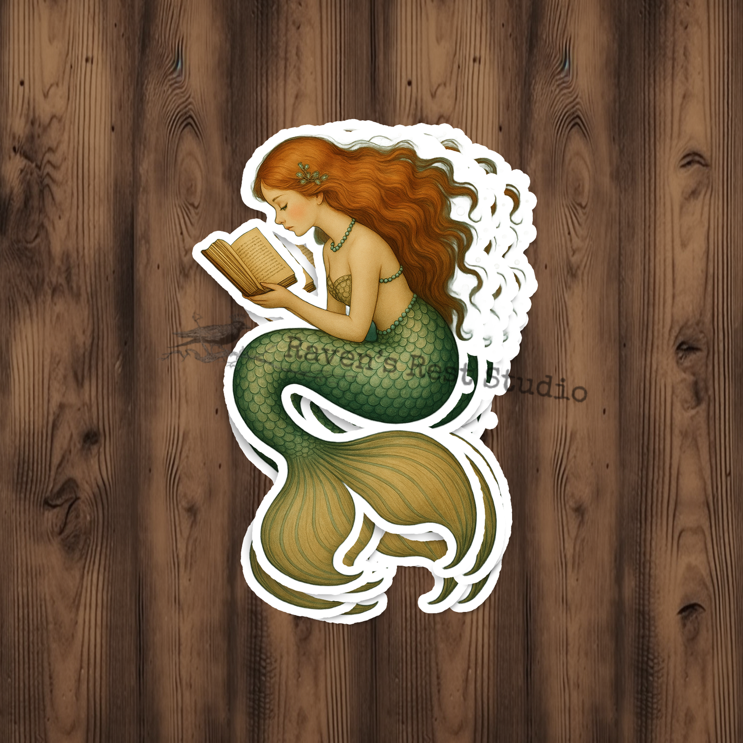 Mermaid Reading a Book Sticker