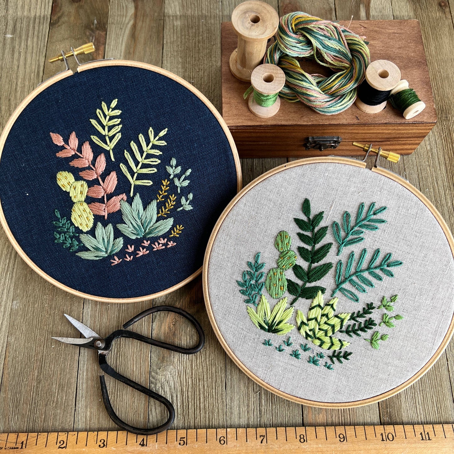 Houseplants Embroidery Kit: Navy