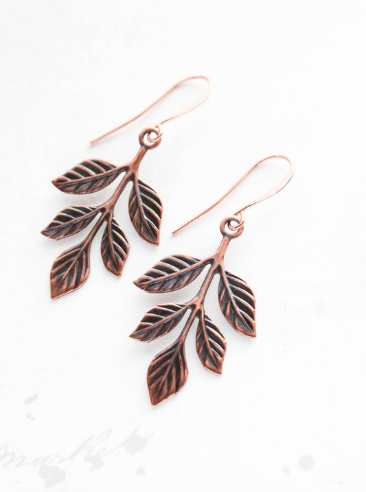Copper Patina Branch Earrings (2 styles): MATTE mint copper | #120