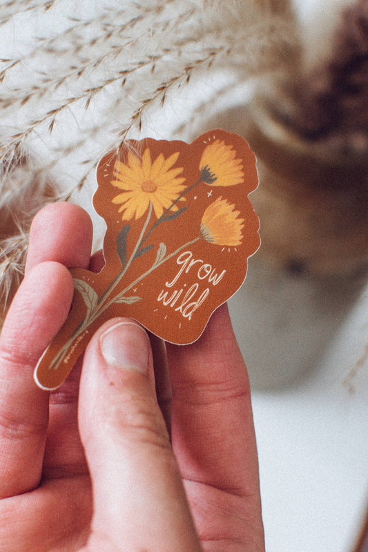 Grow Wild Sticker | Autumn Floral Waterproof Vinyl Sticker