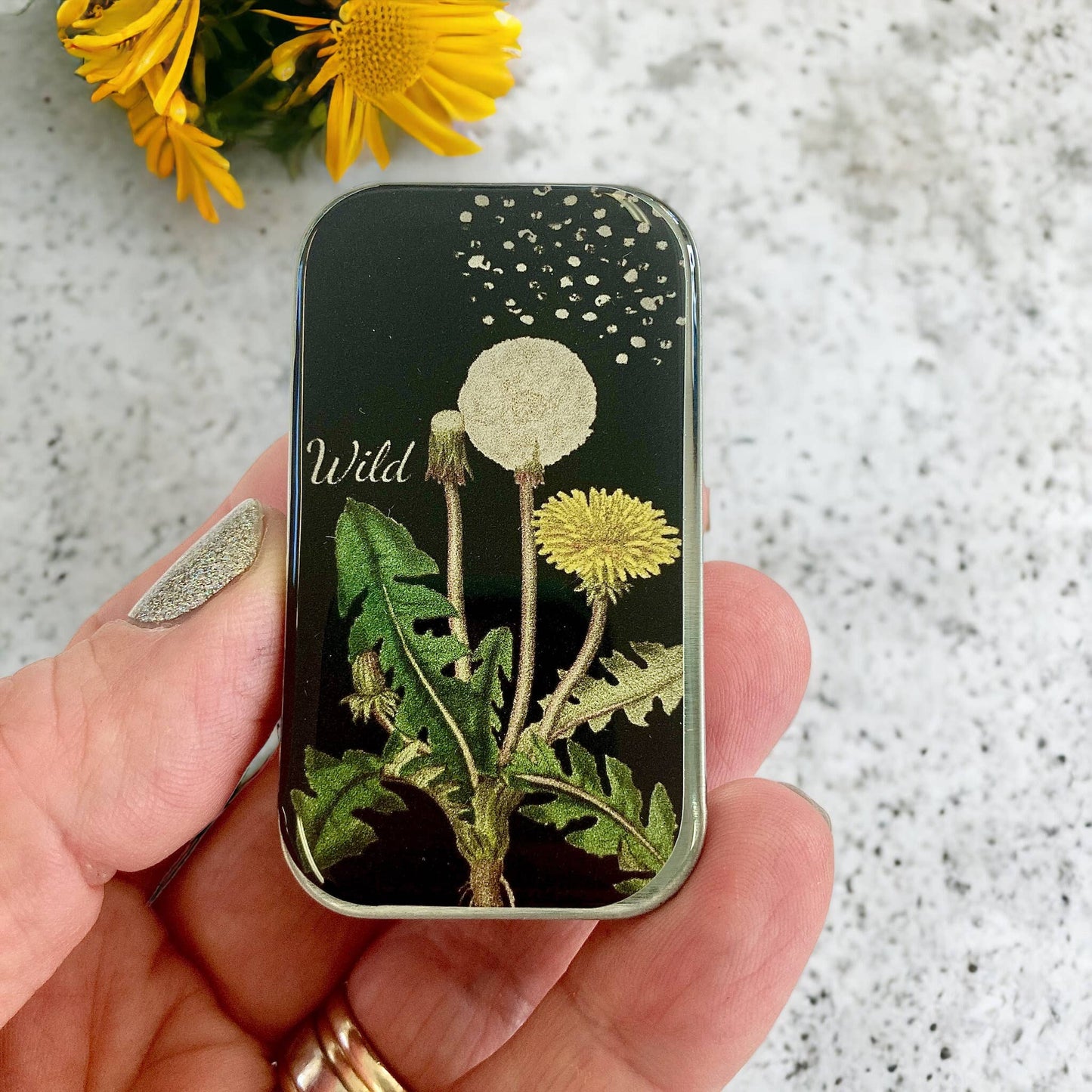 Large Dandelion Notions Tin