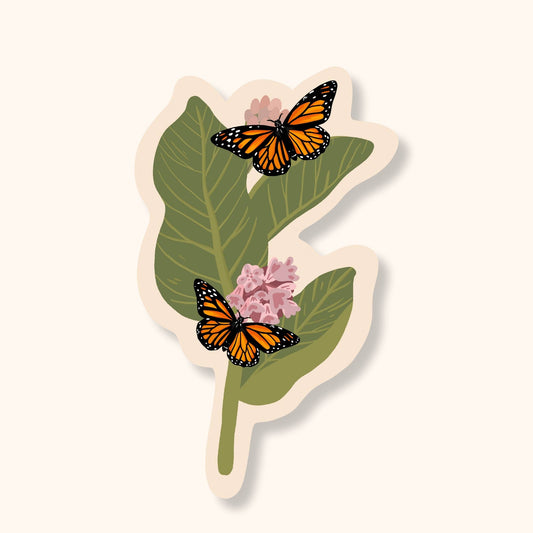 Monarch Butterfly Milkweed Sticker | Waterproof Vinyl Sticker