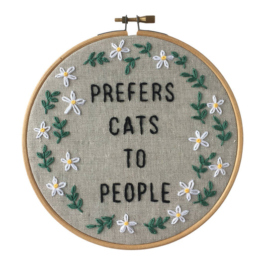 Prefers Cats to People Embroidery Kit