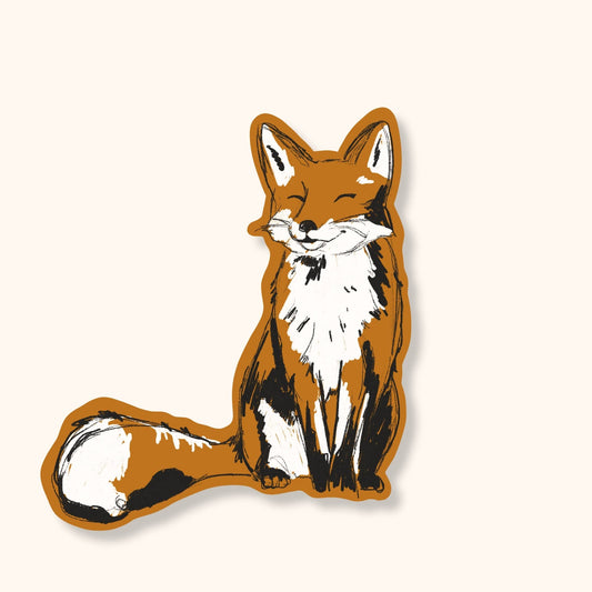 Smiling Fox Sticker | Woodland Animal Waterproof Vinyl Sticker