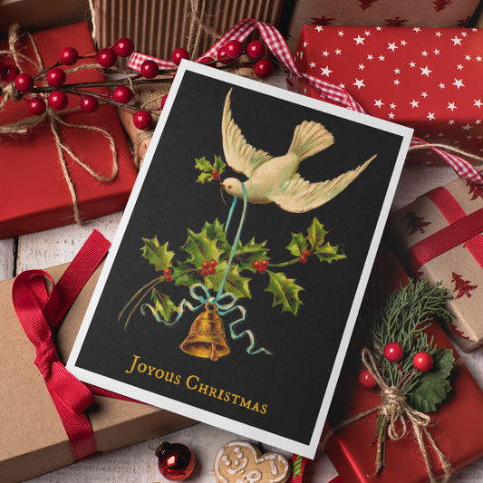 Vintage Dove and Holly | Christmas Card