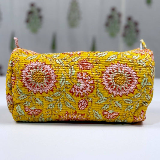 Hand-Made Mustard Coloured Makeup Bags