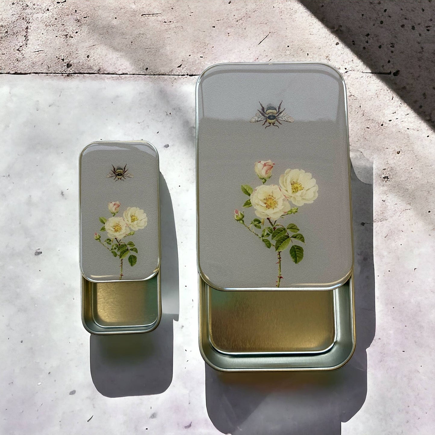 Large Bee and Rose Stitch Marker Tin