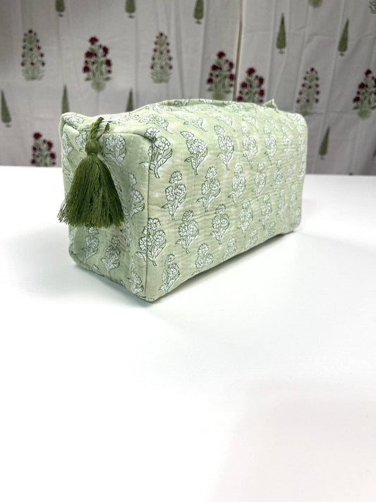 Hand-Made Jade Coloured Makeup Bag