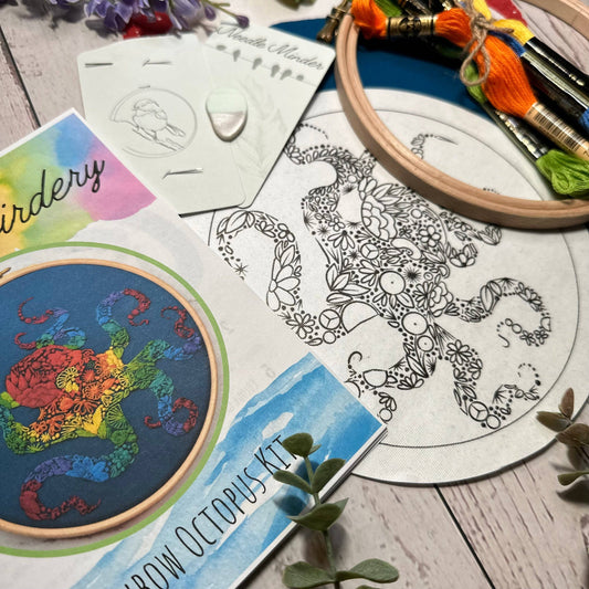 6-inch Rainbow Octopus Embroidery Kit