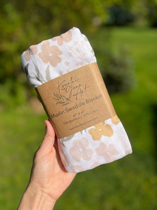 Floral Baby Blanket | Flower Muslin Swaddle Blanket