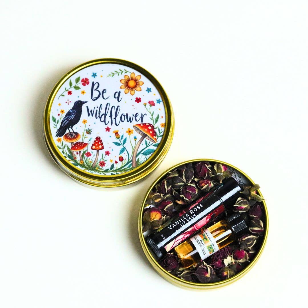 Thoughtful Gifts | Be a Wildflower" Lip + Oil Care Tin Set