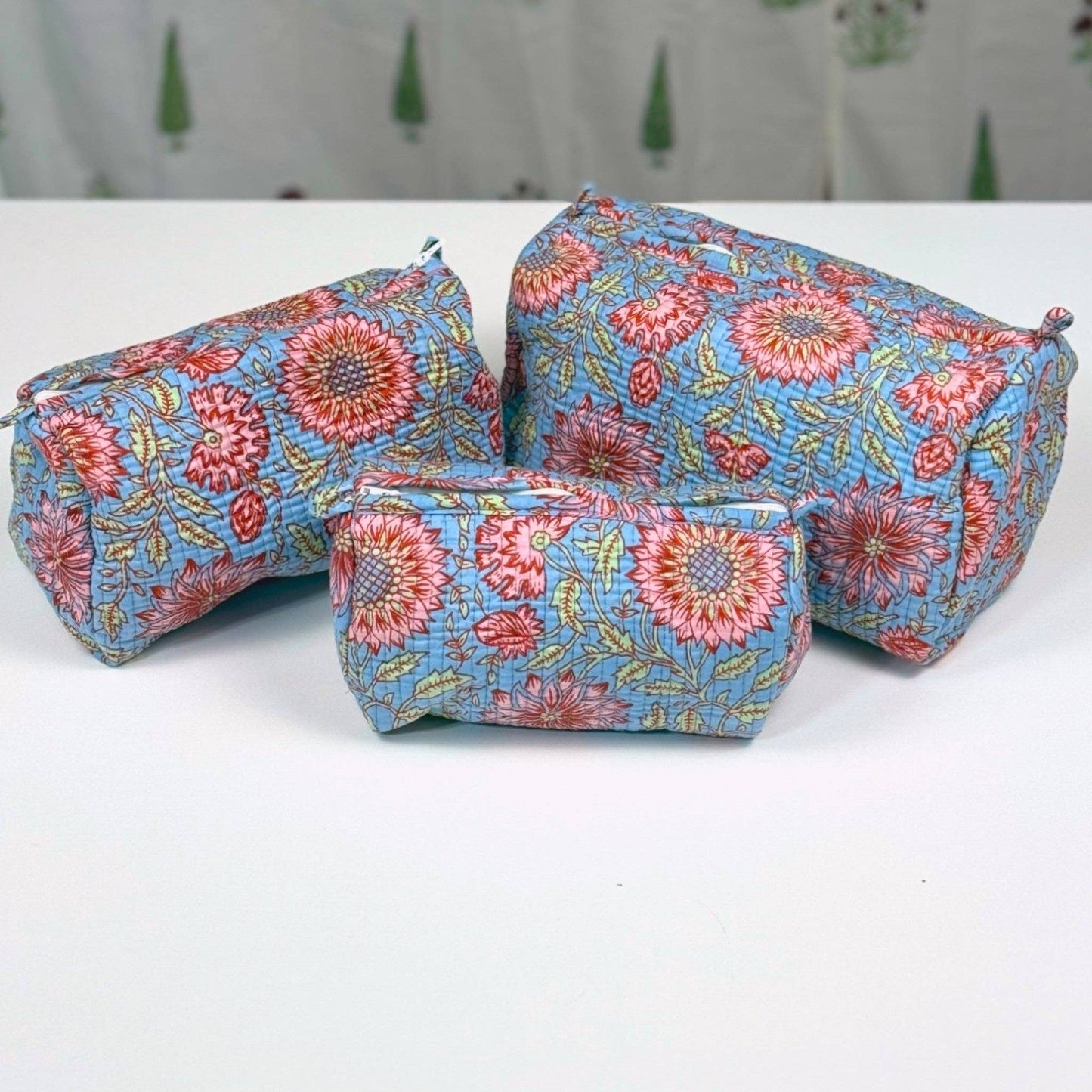 Hand-Made Blue Coloured Makeup Bag