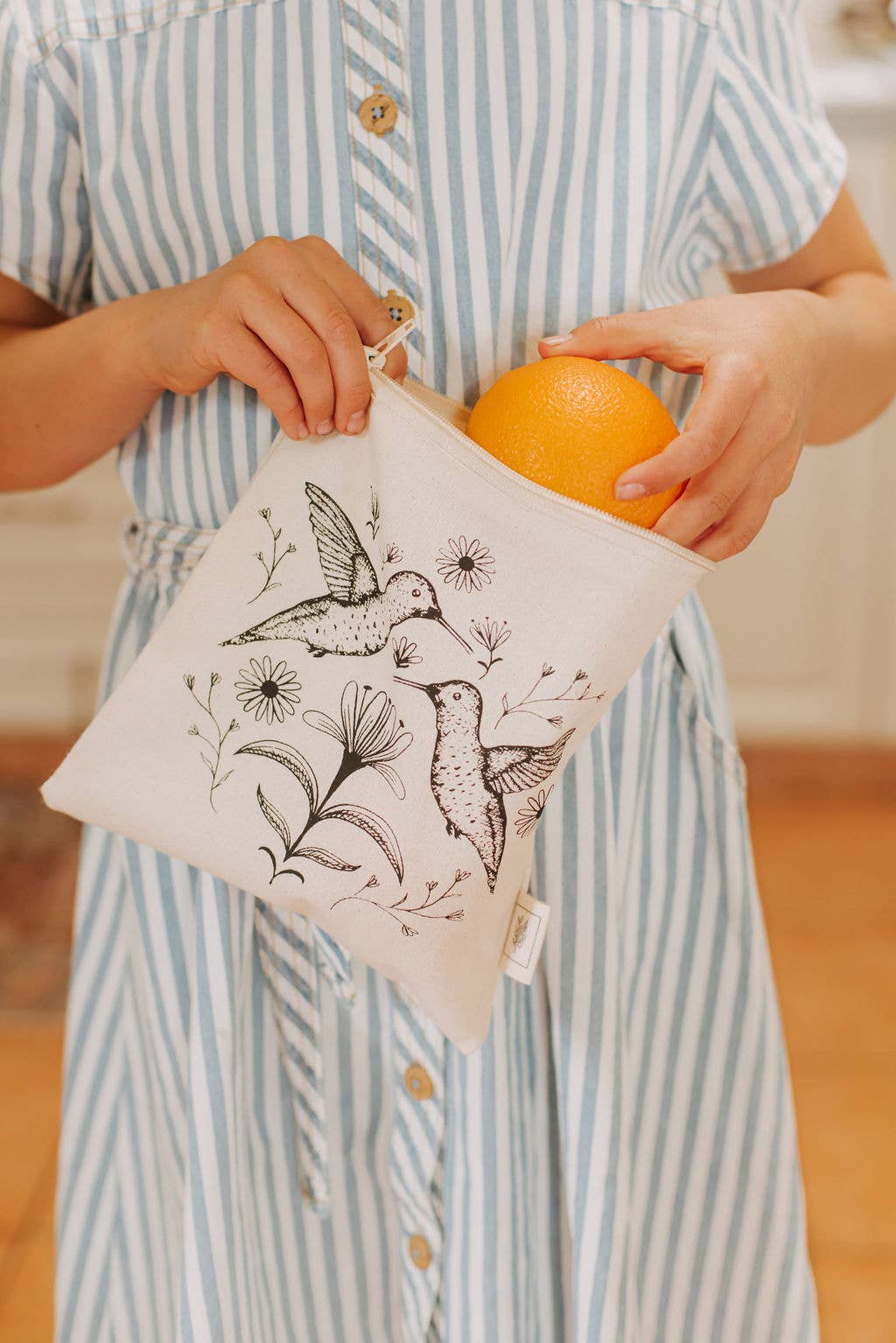 Snack Bag , Reusable Snack bag, HUMMINGBIRD