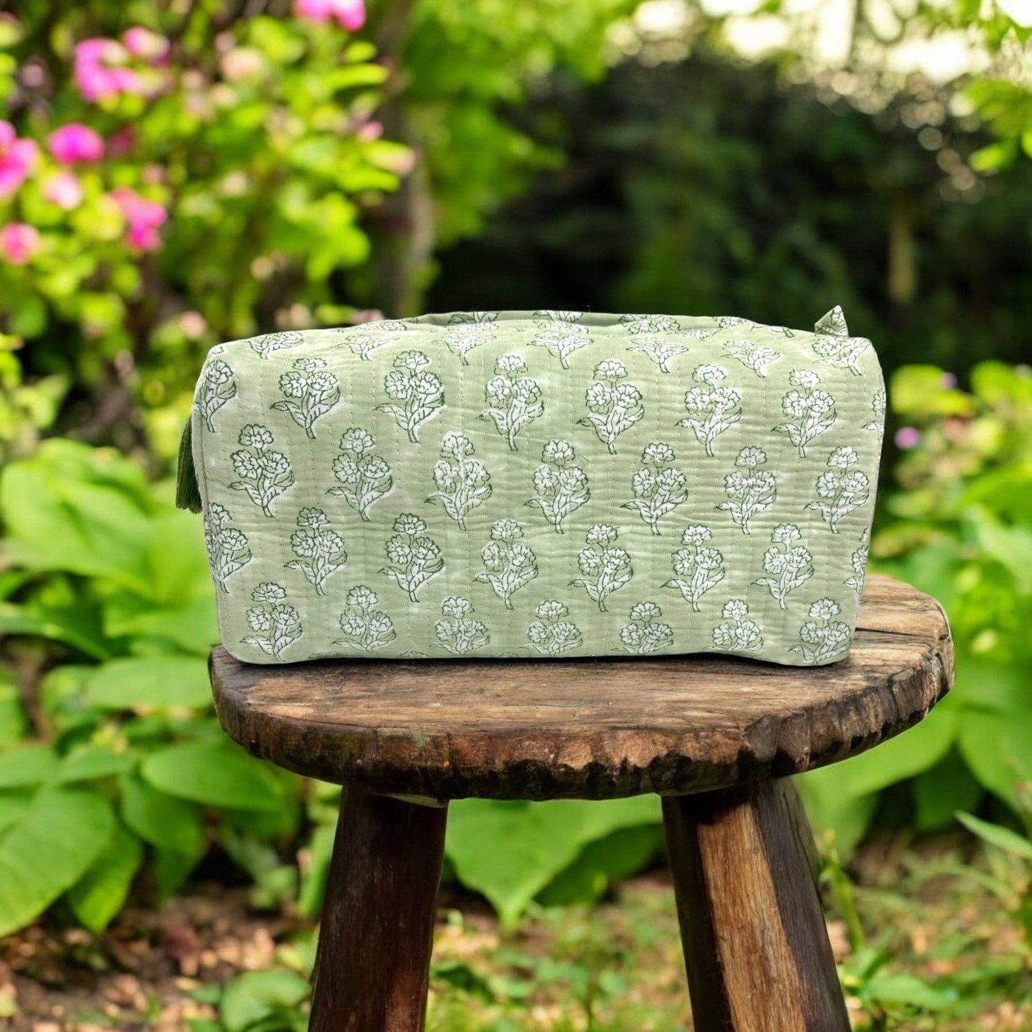 Hand-Made Jade Coloured Makeup Bag