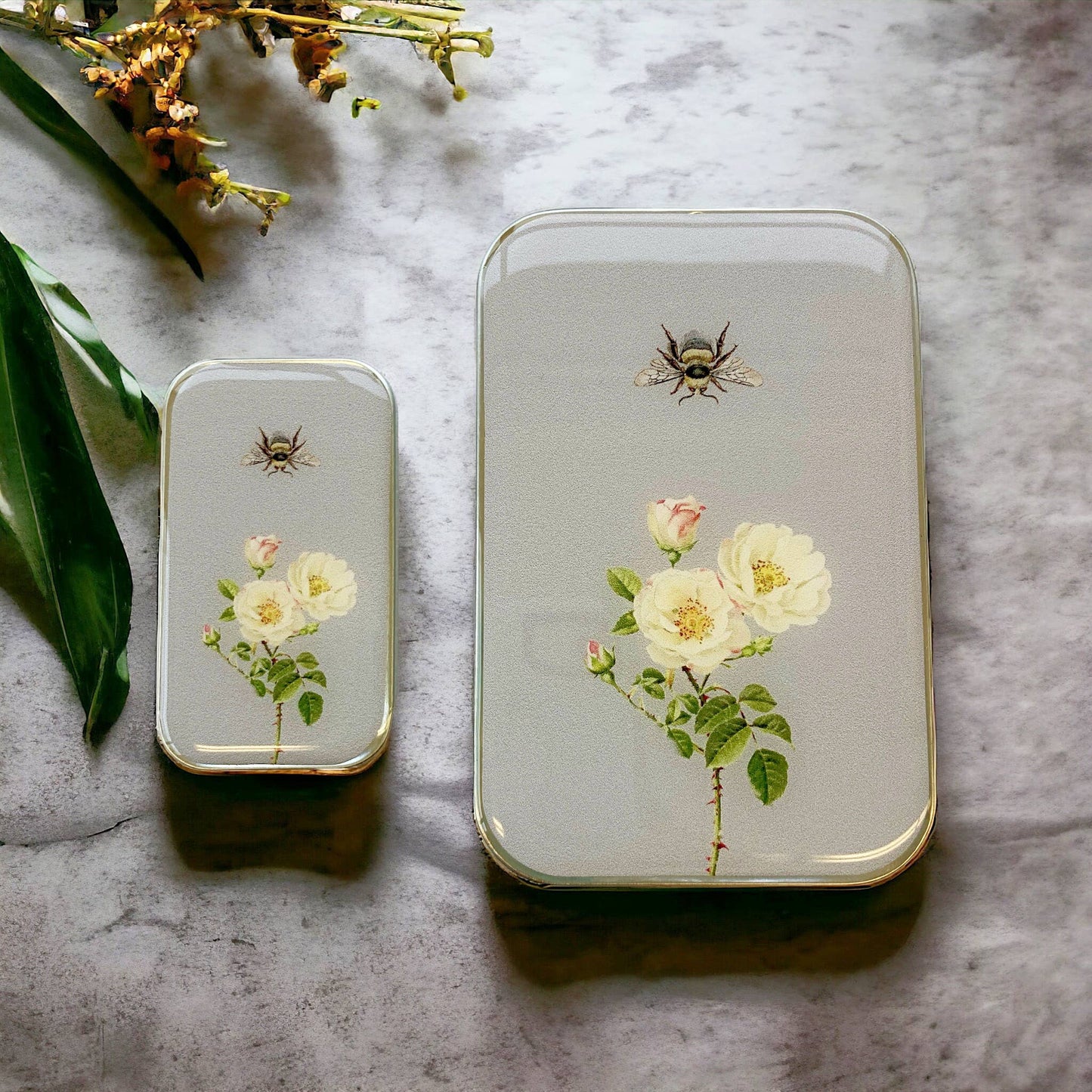 Large Bee and Rose Stitch Marker Tin
