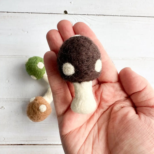 One Woodland Regular Size Felt Mushrooms
