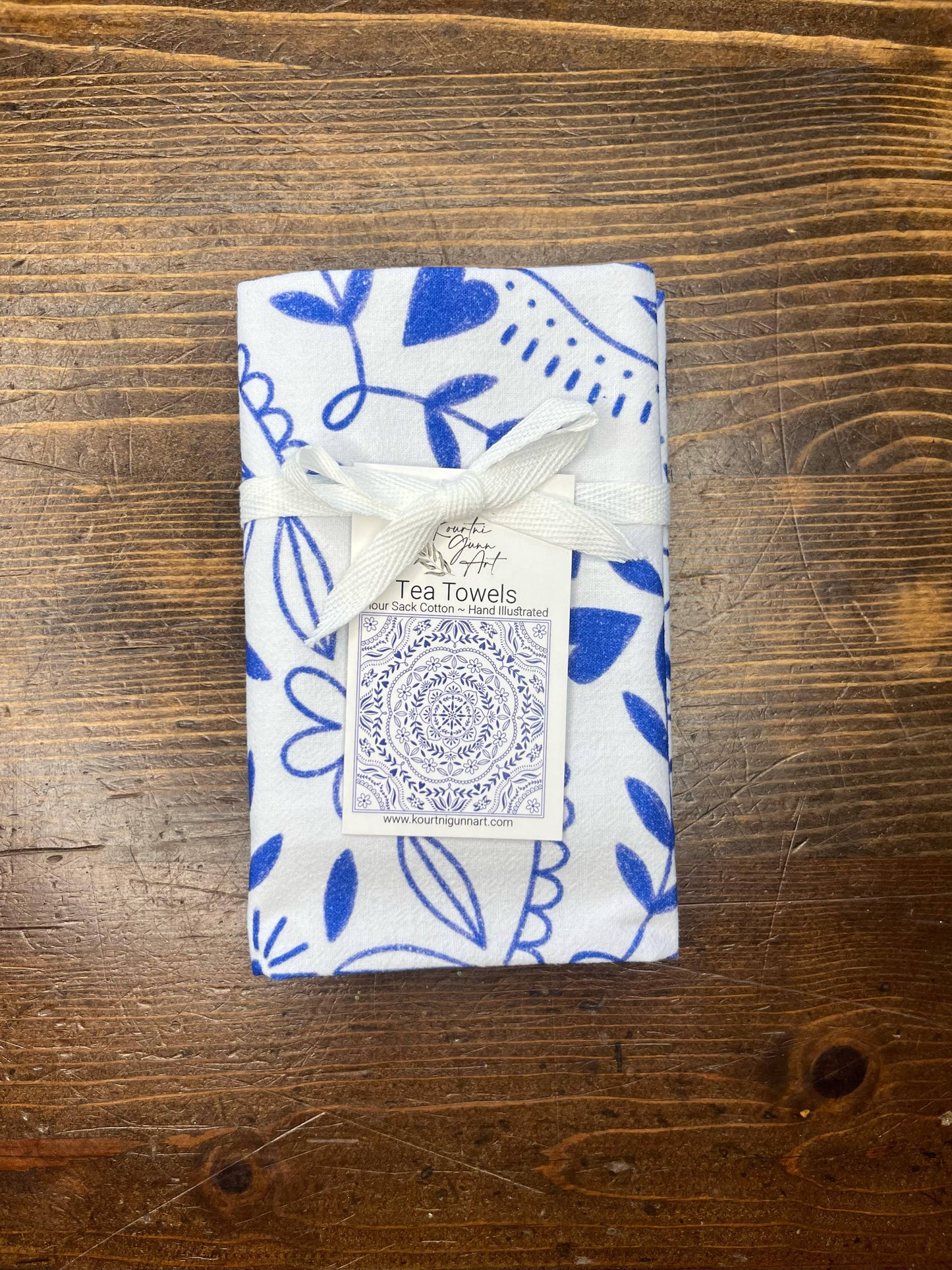 Mandala Flour Sack Towel  |  Blue and White Tea Towel