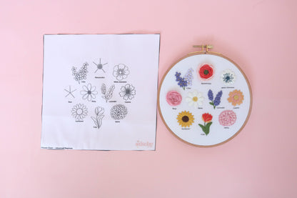 6" Flower Chart Hand Embroidery Kit