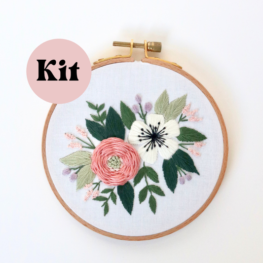 5" Confident Beginner Floral Embroidery Kit | Pop of Pastels