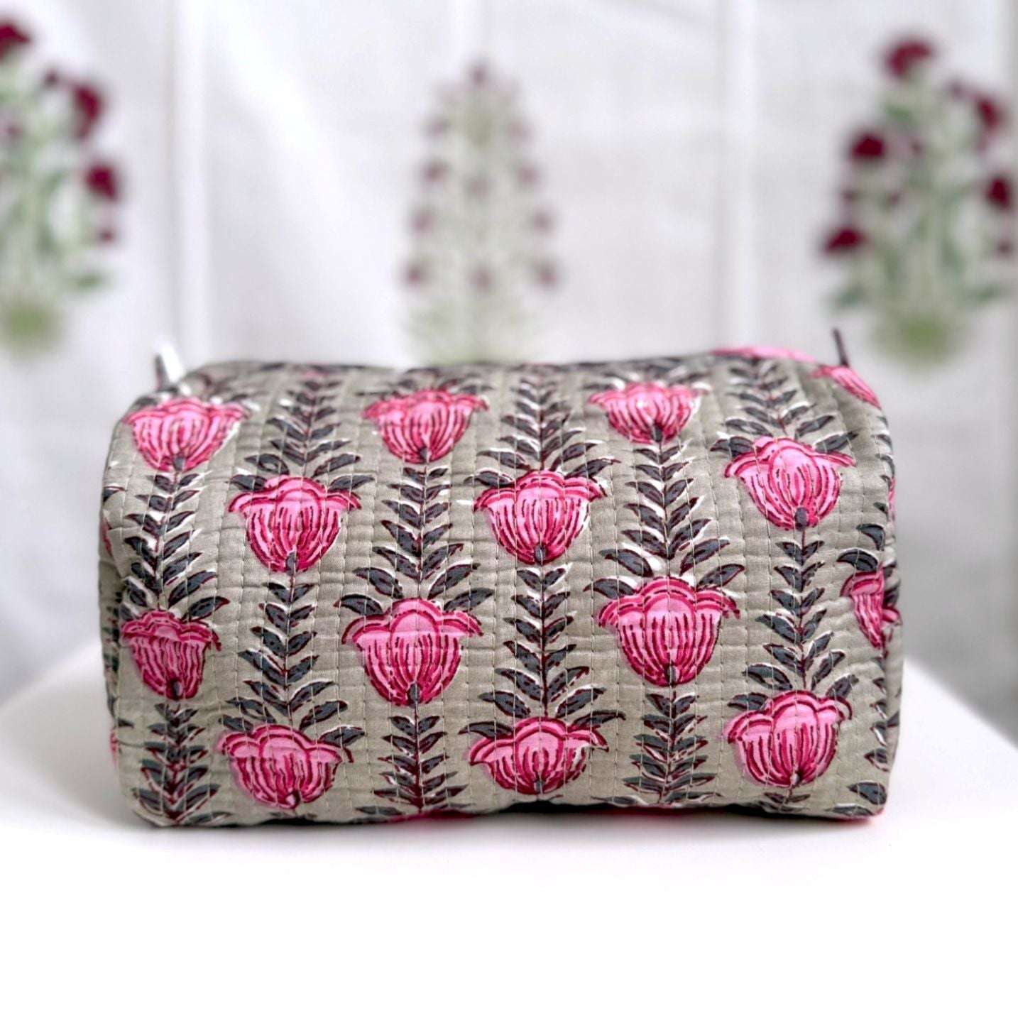 Hand-Made Khaki Coloured Makeup Bag
