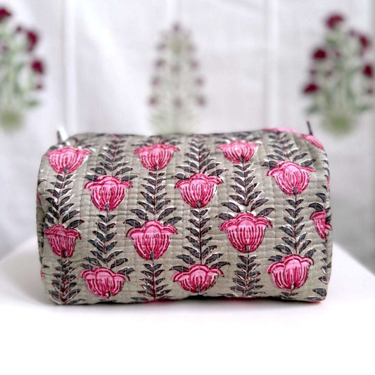 Hand-Made Khaki Coloured Makeup Bag