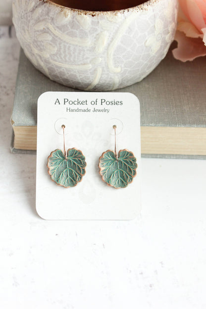 Lily Pad Earrings | Mint Patina Copper Earrings | #023