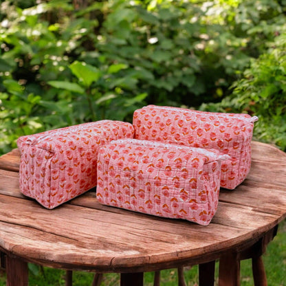 Hand-Made Pink Coloured Makeup Bag