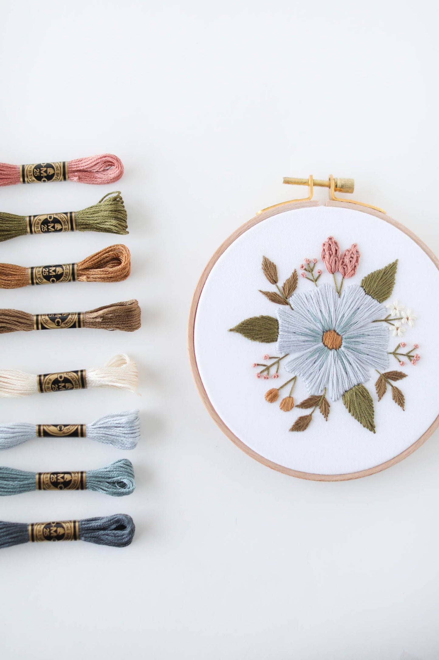 5" Beginner Floral Embroider Kit | Periwinkle Blooms