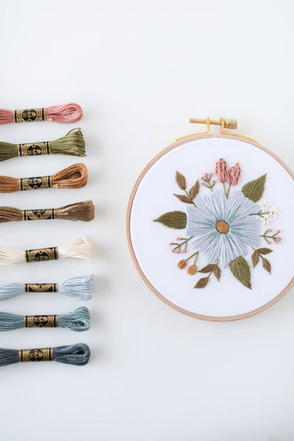 5" Beginner Floral Embroider Kit | Periwinkle Blooms