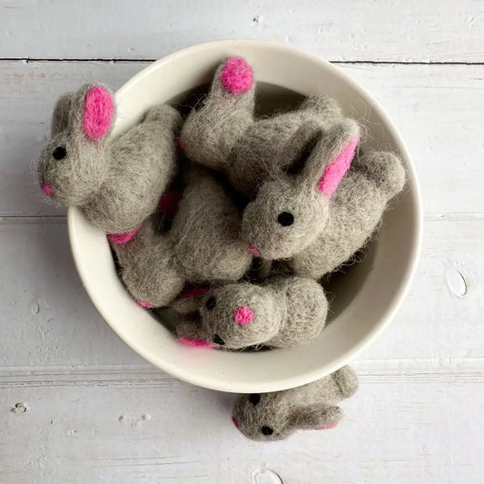 One Grey Felt Baby Easter Bunny