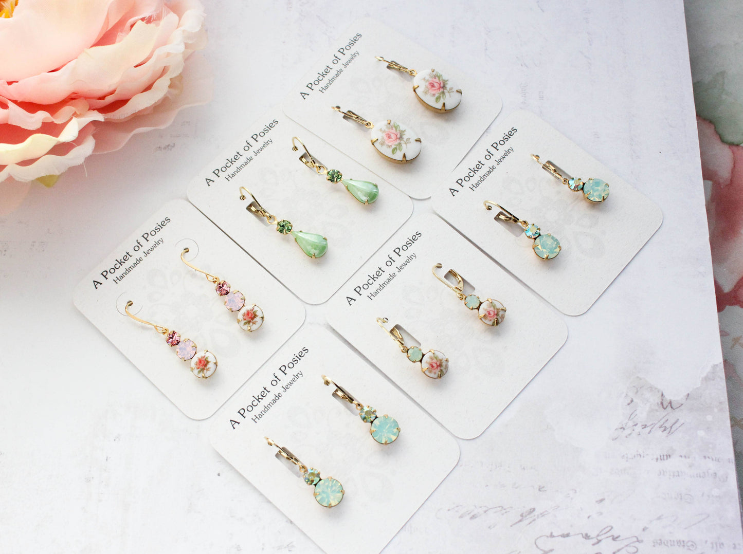 Small Earrings | Chrysolite Opal Glass | Mint Earrings | #233