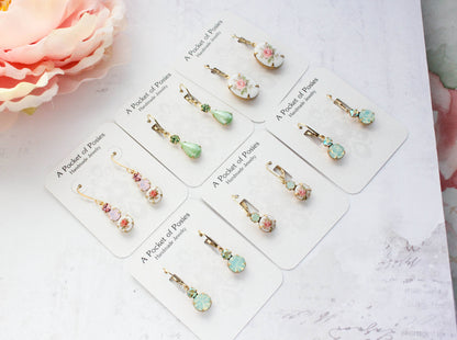 Small Earrings | Chrysolite Opal Glass | Mint Earrings | #233