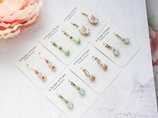 Small Earrings | Chrysolite Opal Glass | Mint Earrings | #233