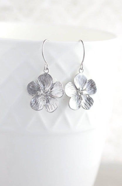 Cherry Blossom Earrings - Long and Short Styles: Gold - Short - 101