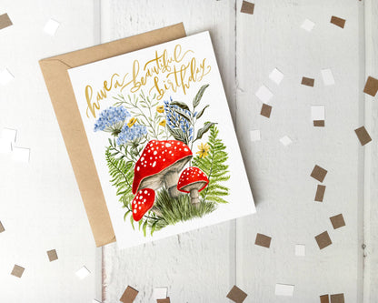 Mushroom Floral Birthday Card