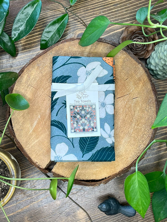 Strawberry Flour Sack Towel  |  Flower Blossom Tea Towel 