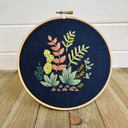 Houseplants Embroidery Kit: Navy
