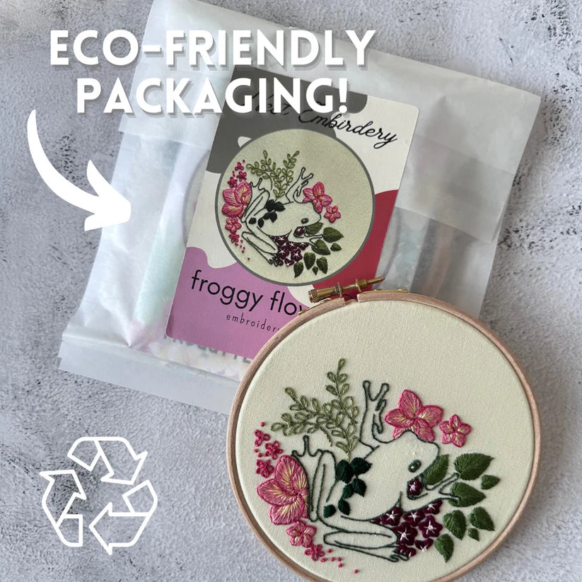 Froggy Flowers Embroidery Kit