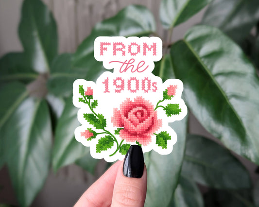 From the 1900s Cross Stitch Themed Rose Sticker