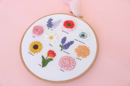 6" Flower Chart Hand Embroidery Kit