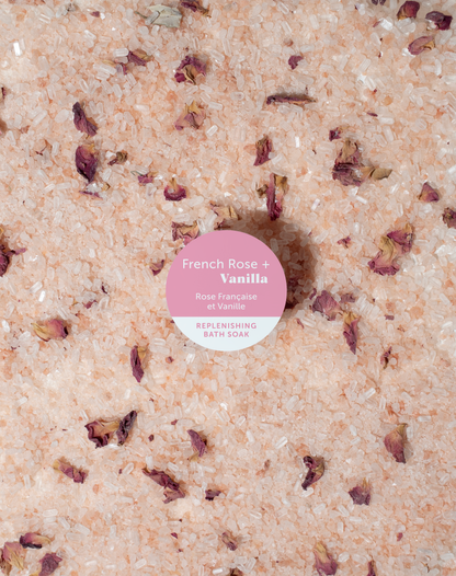 French Rose + Vanilla Bath Soak Epsom Salts: 14oz