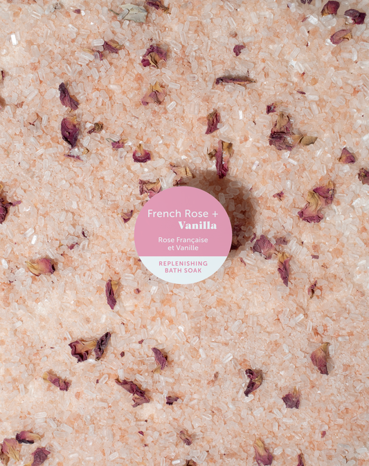 French Rose + Vanilla Bath Soak Epsom Salts: 14oz