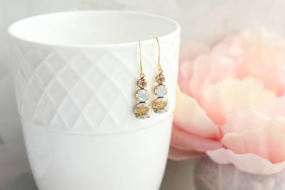 Yellow Rose Earrings | Vintage Glass - 205